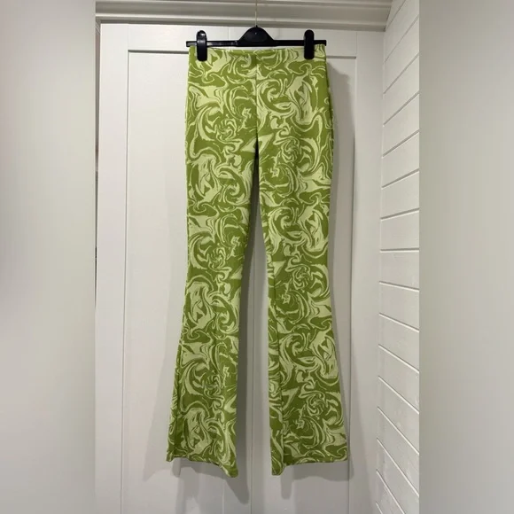 Zara Funky Green Swirl Patterned Pants - Picture 1 of 4